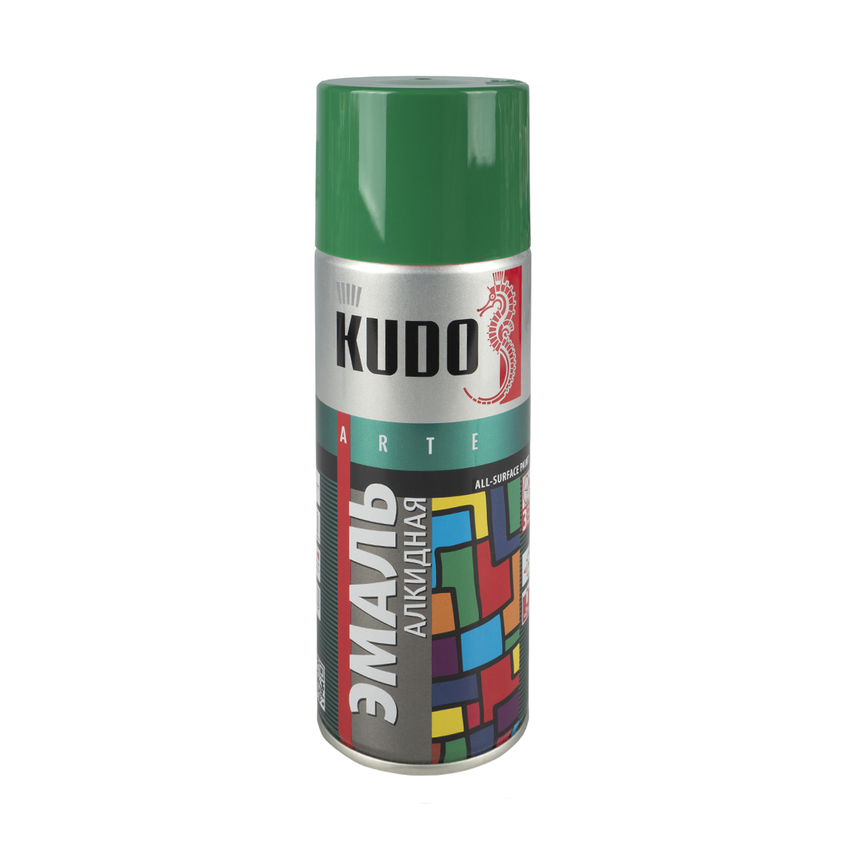 Аэрозольная алкидная краска Kudo KU-10081, 520 мл, RAL 6029, зеленая