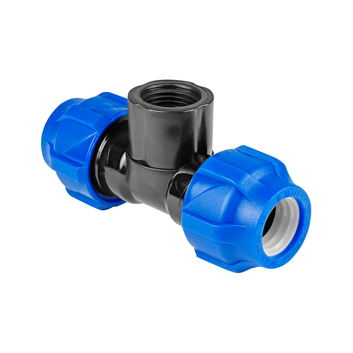 Тройник ПНД компрессионный переходной с внутренней резьбой 32-1/2"-32, Valfex
