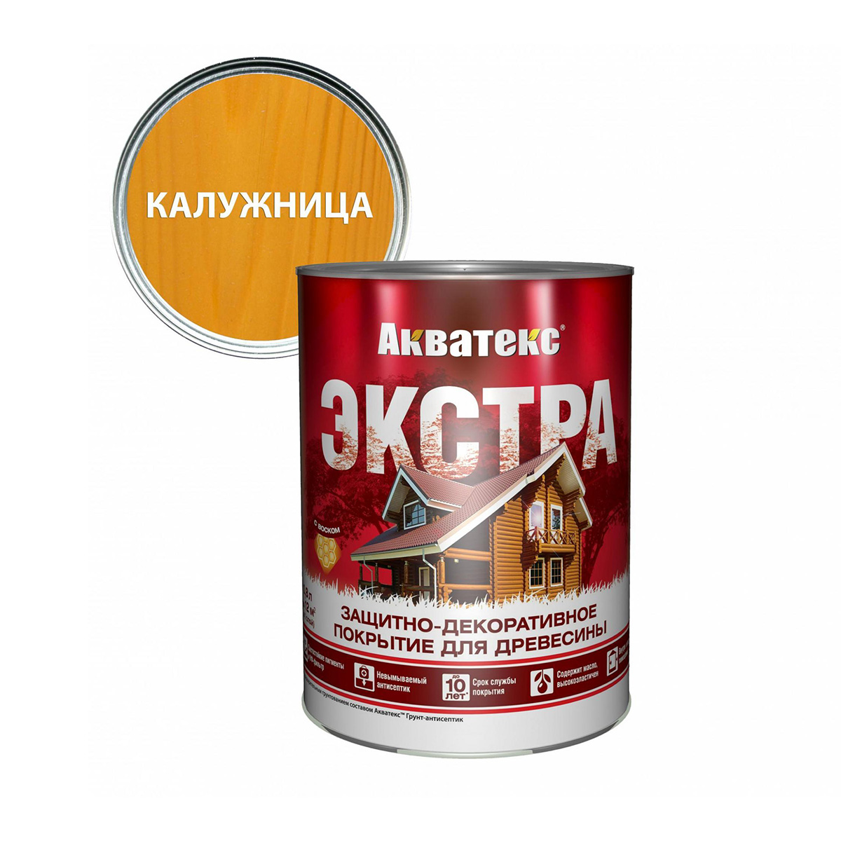 Защитно-декоративное покрытие для дерева Акватекс Экстра, полуглянцевое, 0,8 л, калужница