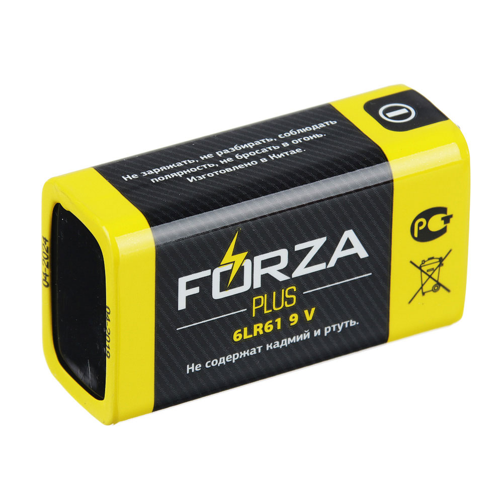Батарейка FORZA 1шт, тип Крона, "Alkaline" щелочная, BL