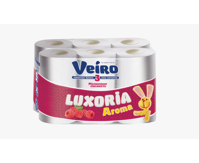 Бумага туал.Veiro Luxoria 12рул.3х-сл. Малина *4(5C312 арома)