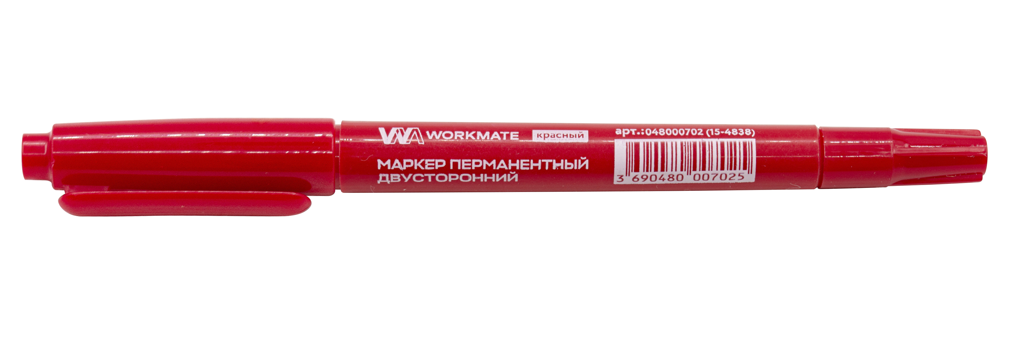 Маркер перманентный, двусторонний,цвет красный,ширина линии 0,5-1 мм