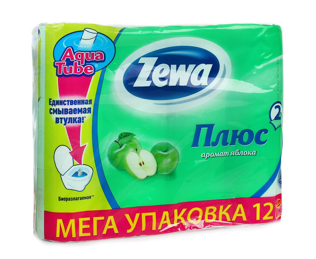 Бумага туалетная  ЗЕВА + 12 рул.2-х.сл.Яблоко 