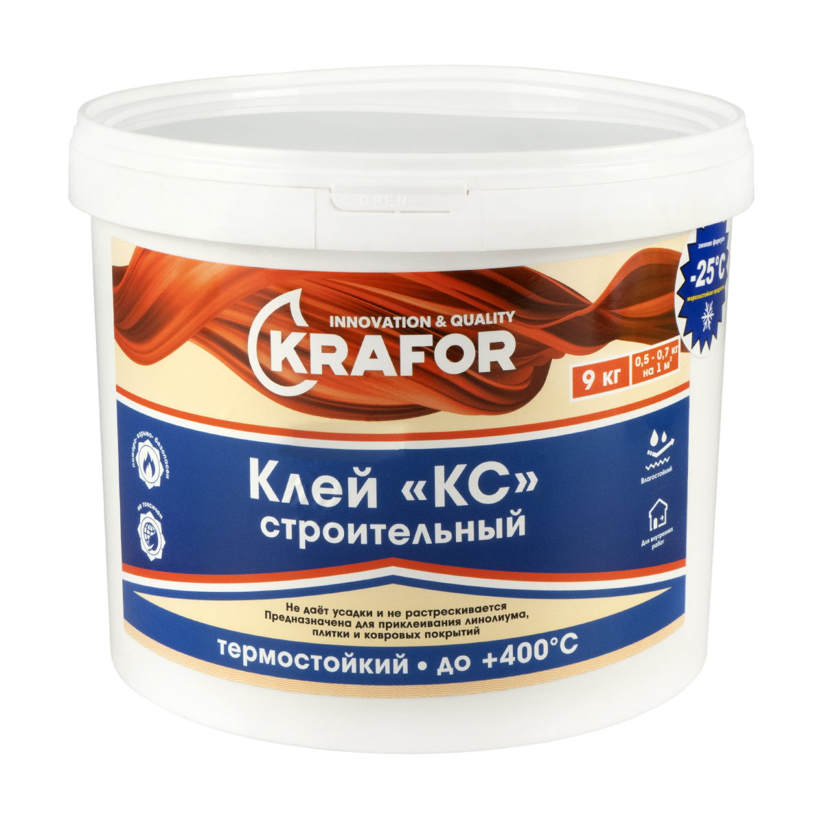 Клей КС Krafor строительный универсальный, для внутренних работ, 9 кг