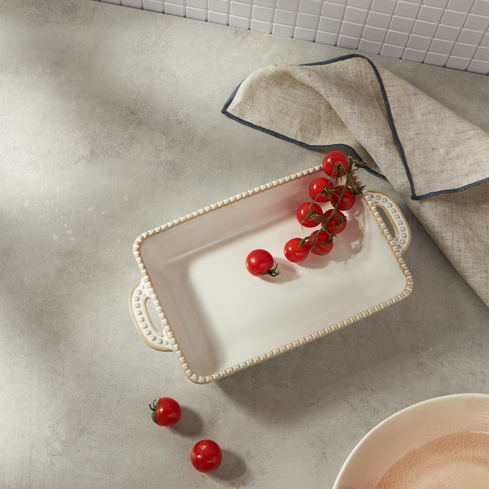 BY COLLECTION Форма для запекания и сервировки прямоугол.с ручками, керамика, 26,5х15х5,5см, бел.