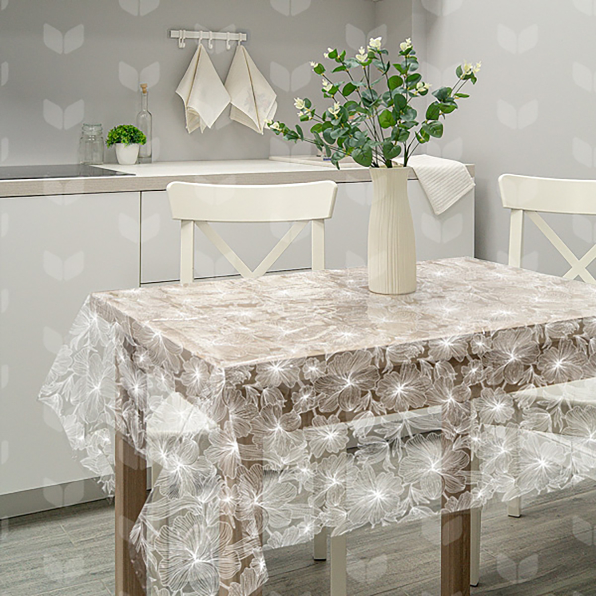 Клеенка столовая ПВХ Вилина Муза, 1,32 x 22 м, гибискус
