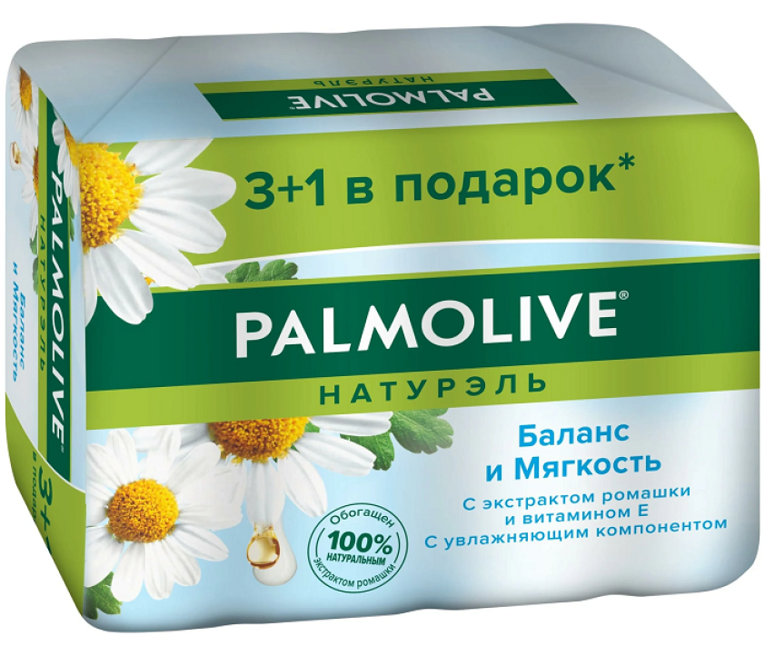 Palmolive Мыло Баланс и мягкость (ромашка), 4*90 г