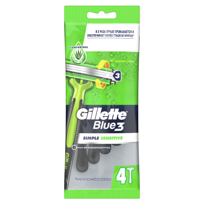 Бритвы безопасные одноразовые GILLETTE BLUE 3 Simple Sensitive 4 шт