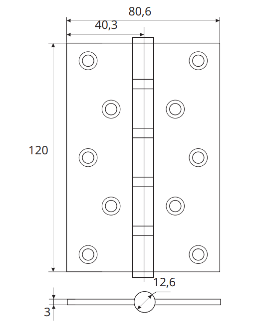Петля Apecs 120*80-В4-Steel-NIS