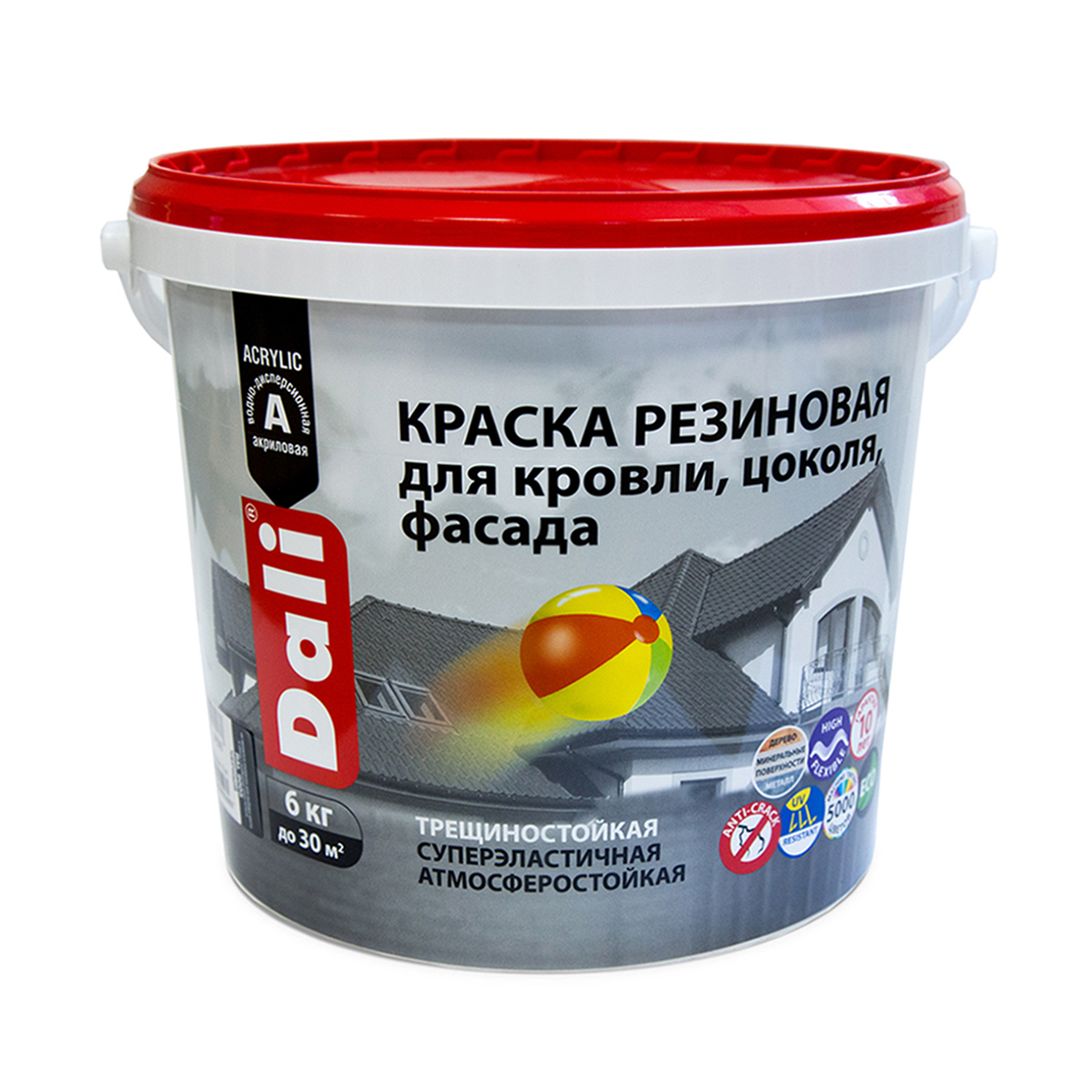 Краска резиновая Dali, глубокоматовая, 6 кг, RAL 6005, зеленый мох