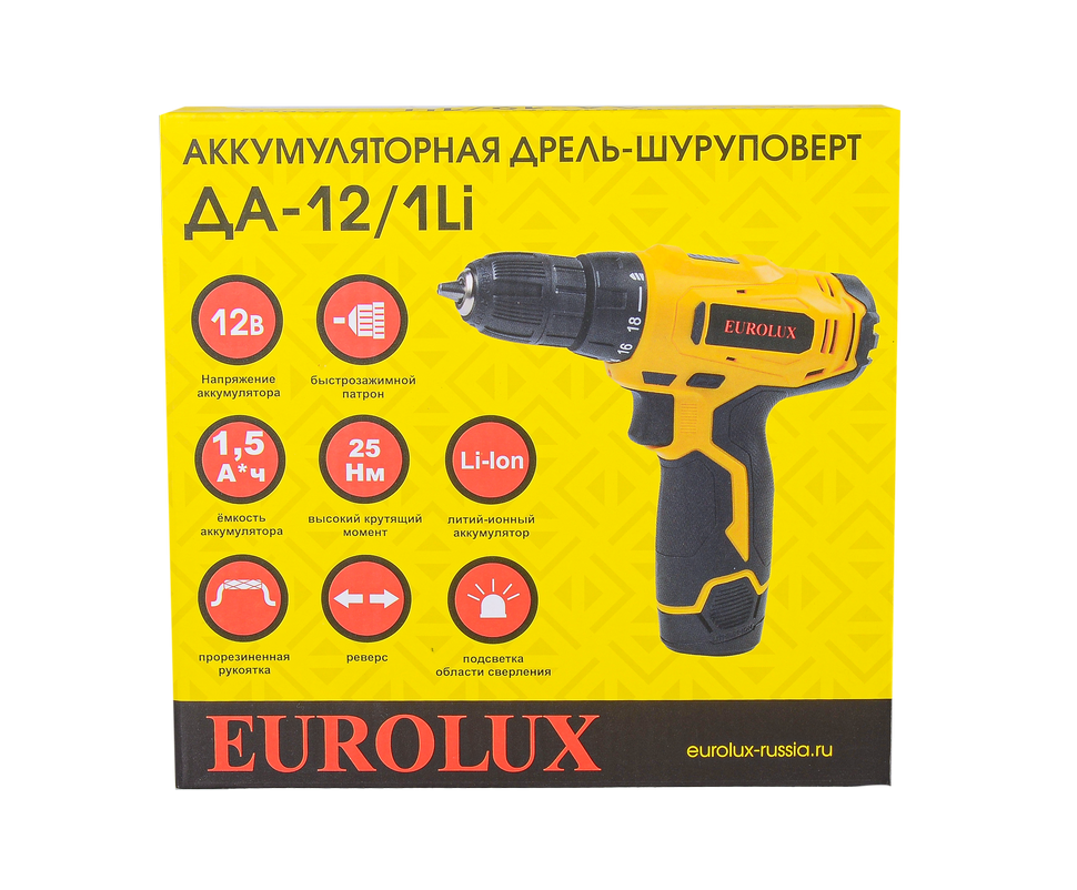 Дрель-шуруповерт аккумуляторная ДА-12/1Li Eurolux