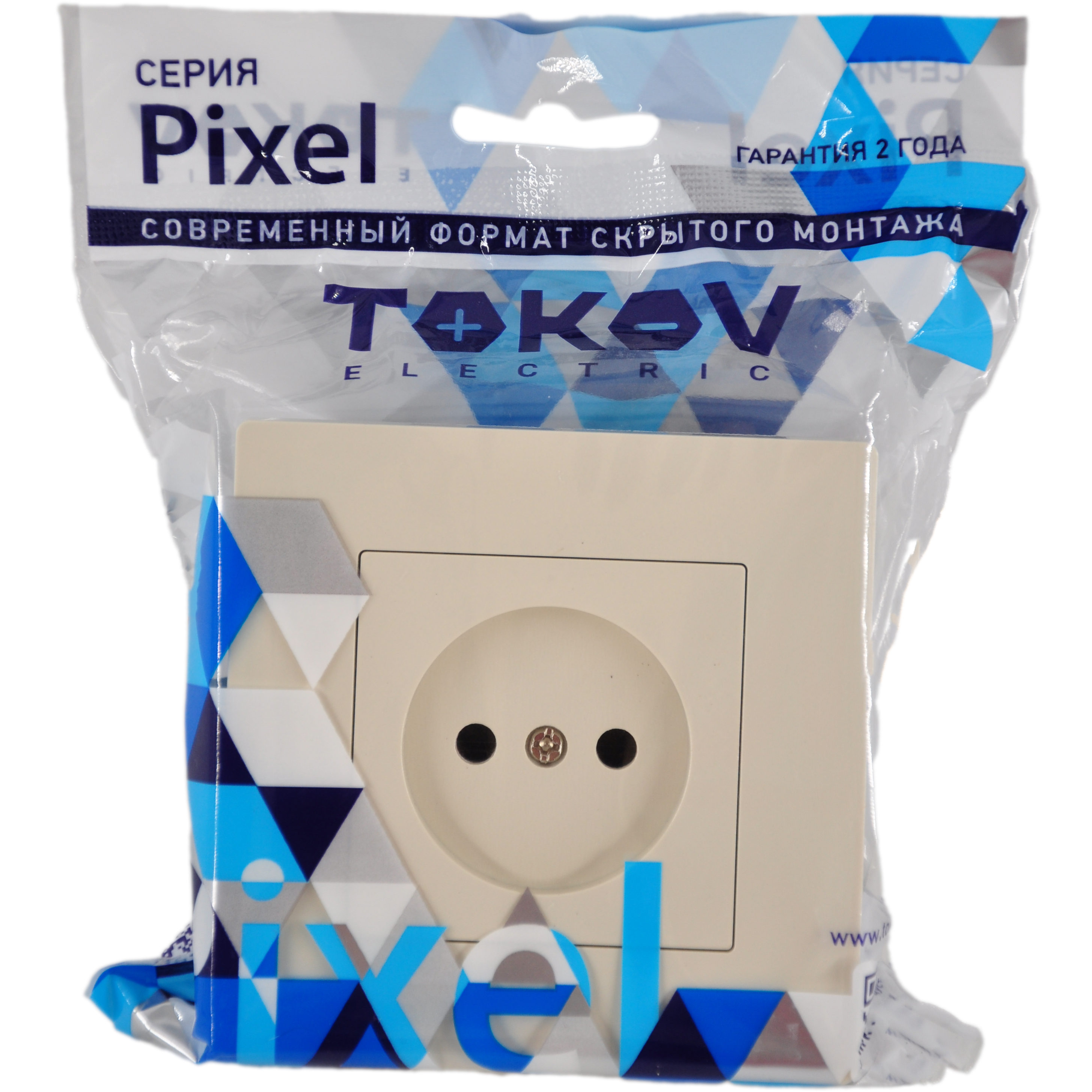 Розетка 1-м СП Pixel 16А IP20 без заземл. в сборе беж. TOKOV ELECTRIC TKE-PX-R1F-C02