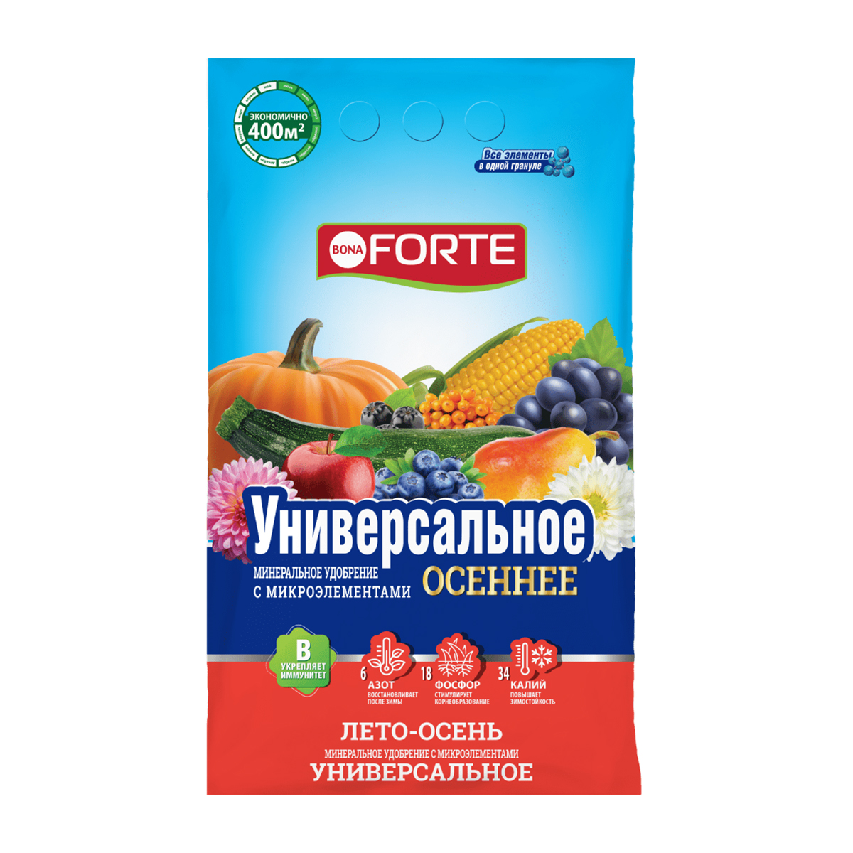 Удобрение гранулированное Bona Forte Универсальное лето-осень, 2,5 кг
