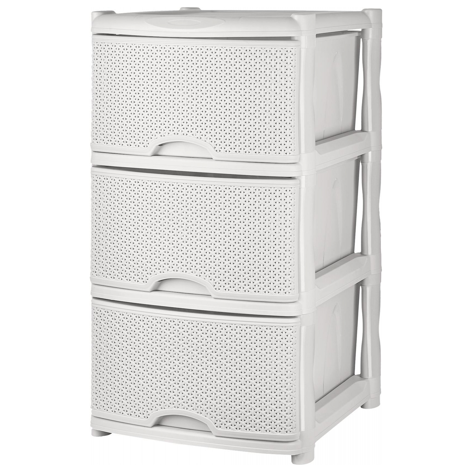 Комод Keeplex Rattan, трехсекционный. 48х41х72.3 см, белое облако
