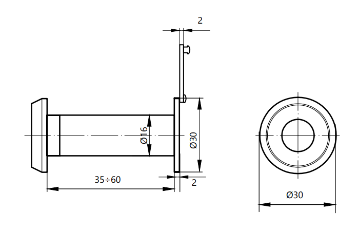 Глазок дверной Apecs 6016/35-60-CR