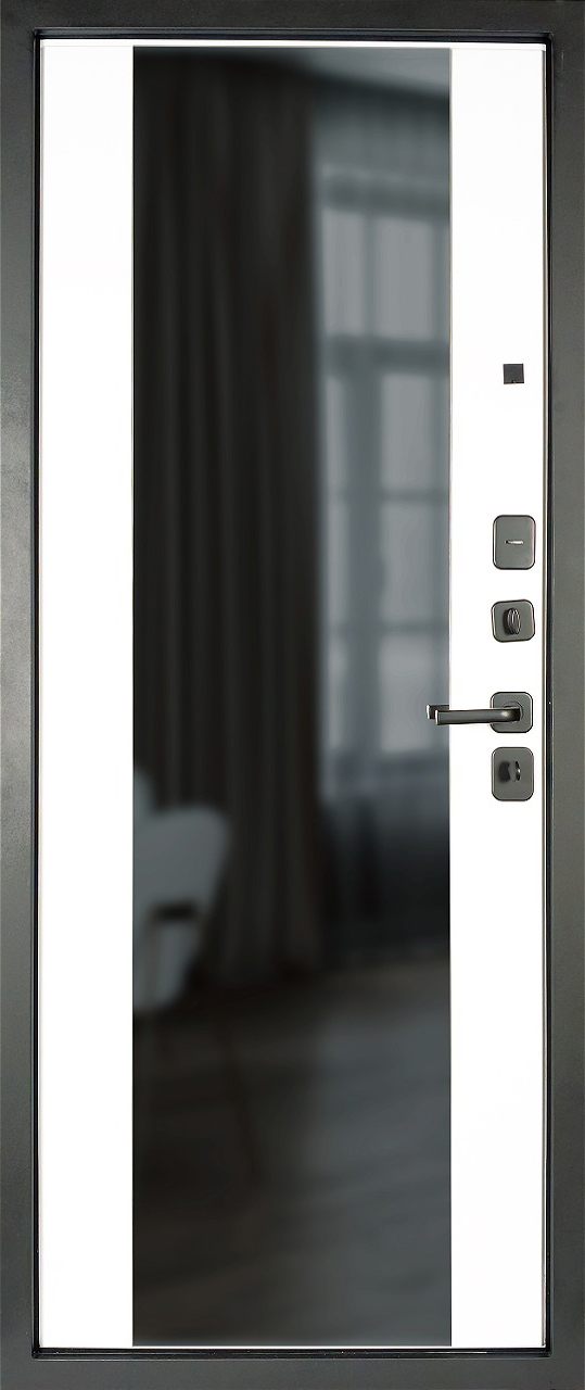 Дверь мет. Кварц черная шагрень/белый матовый (YoDoors-10) 860х2050 правая