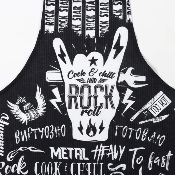 Фартук "Доляна" Rock'n'roll 60х70 см, рогожка,100% хл, 160г/м2