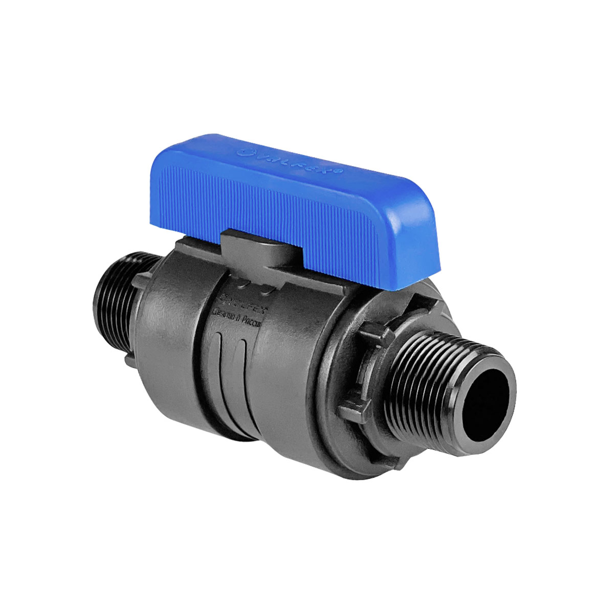 Кран шаровой ПНД компрессионный НР/НР, разборный 1/2"-1/2" Ду16, Valfex