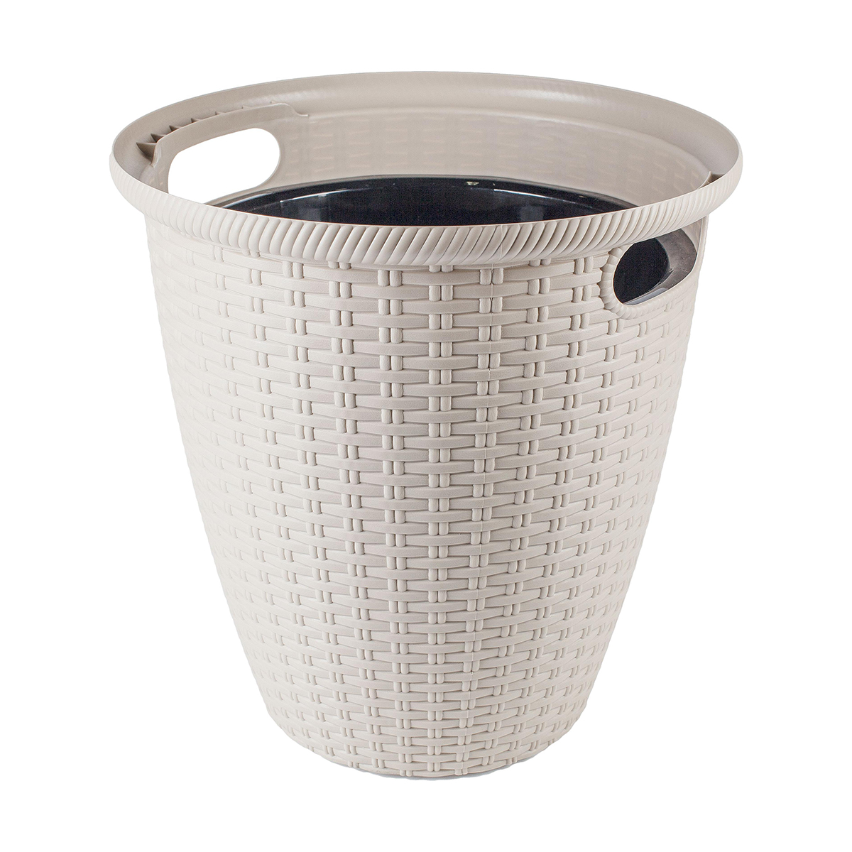 Кашпо напольное InGreen Rattan, с внутренним горшком, 20 л, сливочное