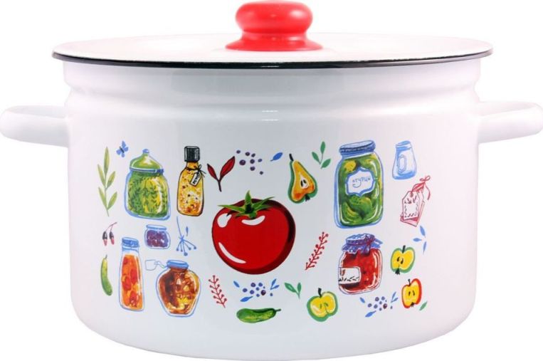 Кастрюля эмаль APPETITE Marinades, 9,0л, с эмаль крышкой, с декором, цилиндрическая форма