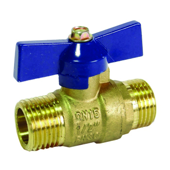 Кран шаровой латунный RM-L 1/2" бабочка, штуцер-штуцер