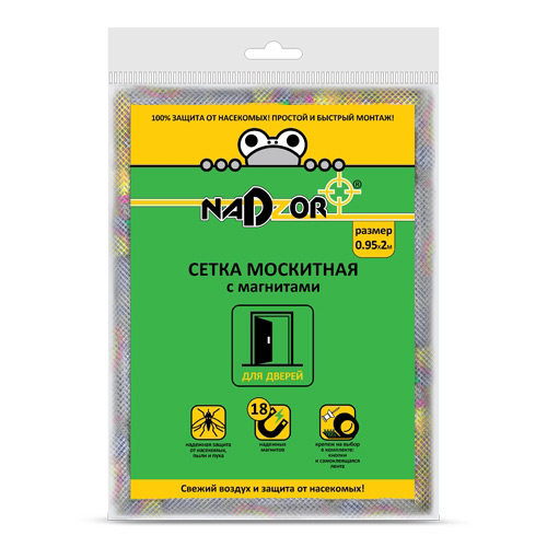 Сетка москитная с крепежом 1*2,1м с магнитами, в пакете, узор, Nadzor