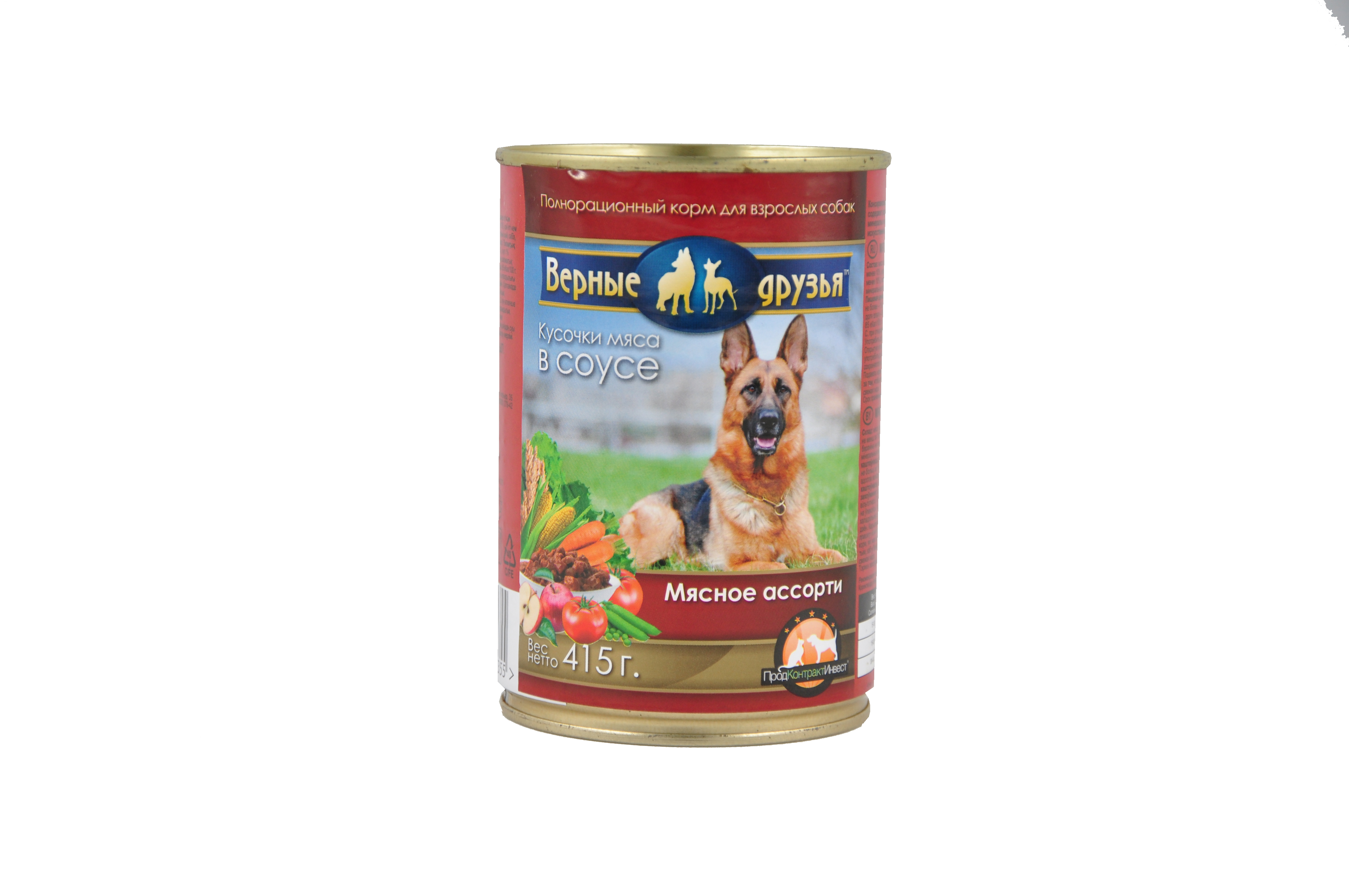 Корм для собак Верные Друзья, мясное ассорти с соусом, 415 г