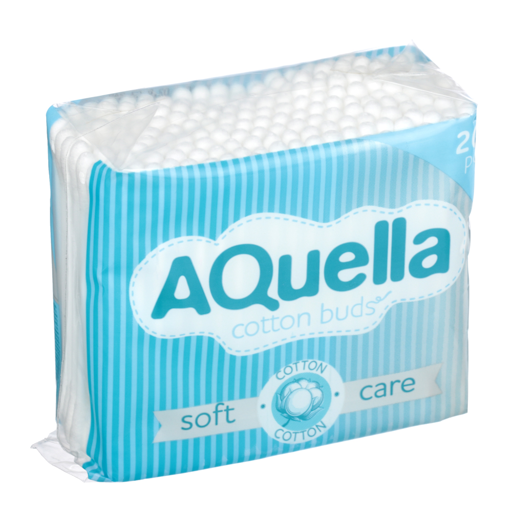 Ватные палочки AQUELLA, п/э пакет, 200 шт