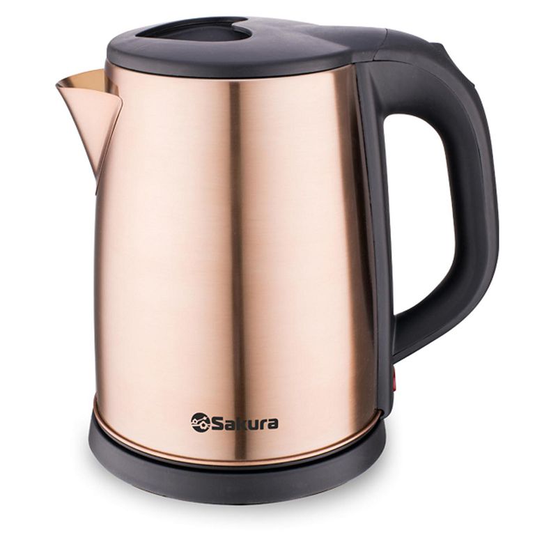 Чайник электрический SAKURA 1800Вт 2л, черный/шампань мет.