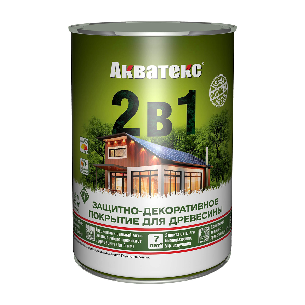 Защитно-декоративное покрытие для дерева Акватекс 2 в 1, полуматовое, 0,8 л, махагон