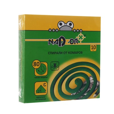 Спирали от комаров, малодымные без запаха,10 шт, черные,  Nadzor