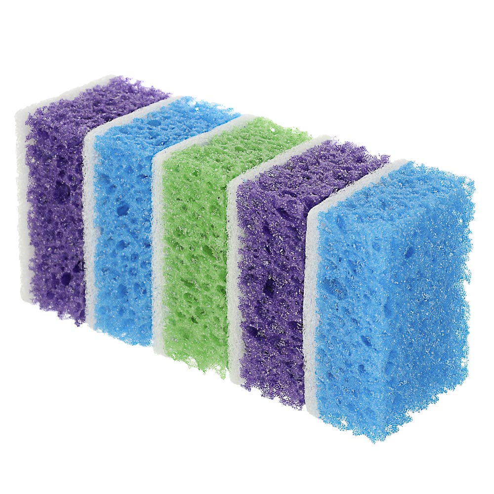 GRIFON Губки для мытья посуды 5шт, поролон, Bubbles, 900-104