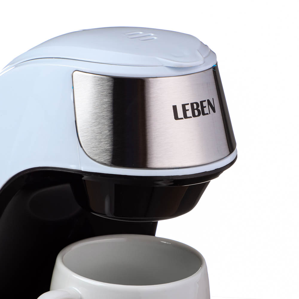 Кофеварка капельная LEBEN 500Вт, 240 мл, керамическая чашка, белый