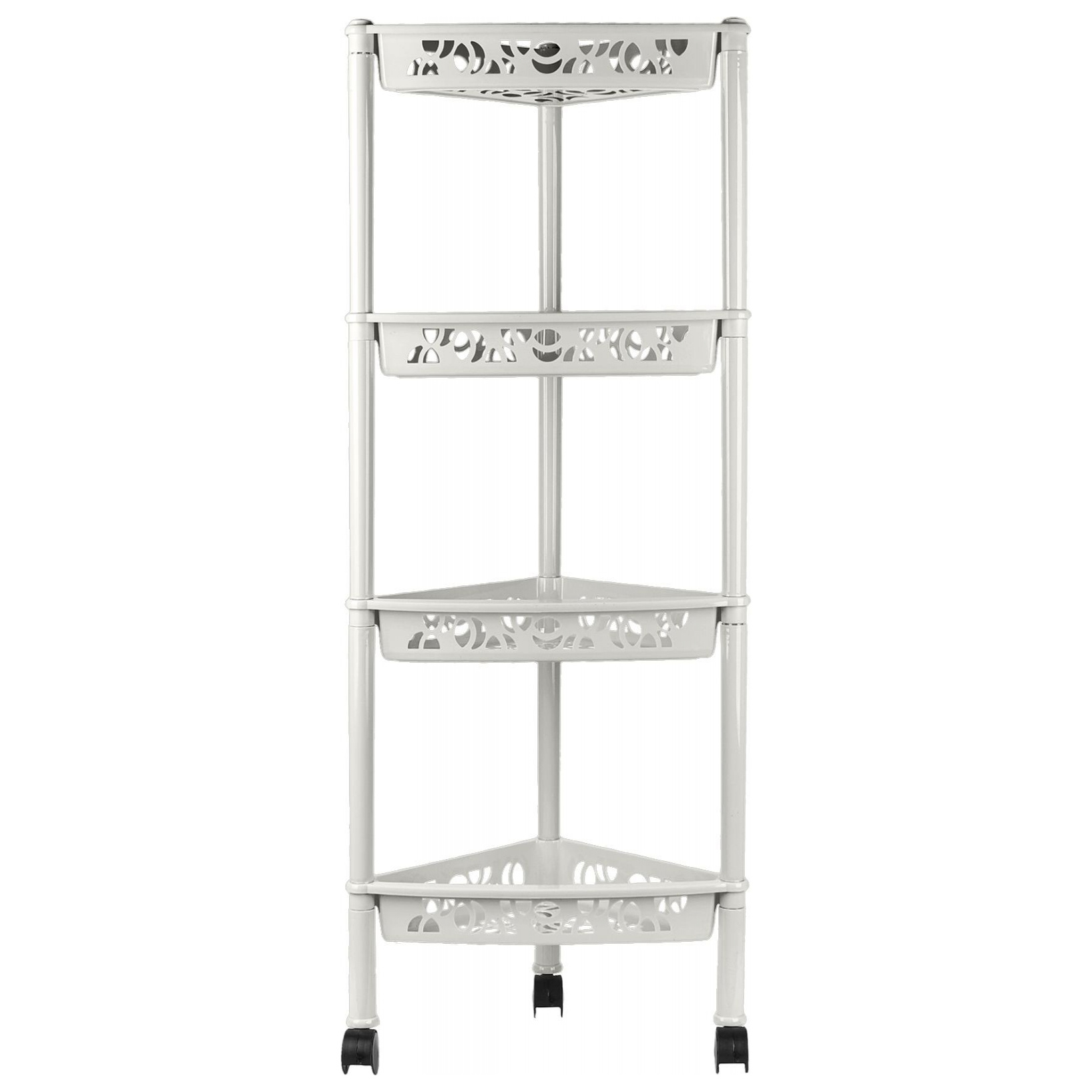 Этажерка Keeplex Light, на колесиках, четырехсекционная, угловая, 38.3х22.2х93.5 см, белое облако