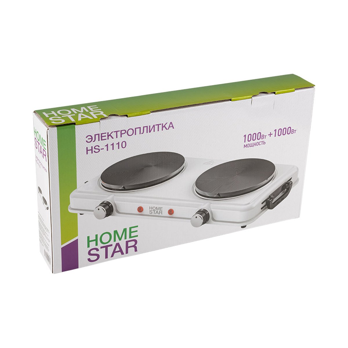 Плита электрическая настольная Homestar HS-1110, 2 конфорки, 2000 Вт, чугун