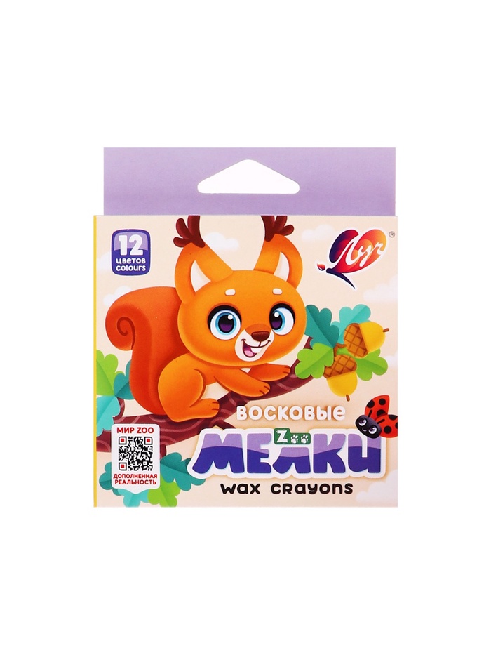 Мелки восковые 12цв Луч ZOO, шестигранные