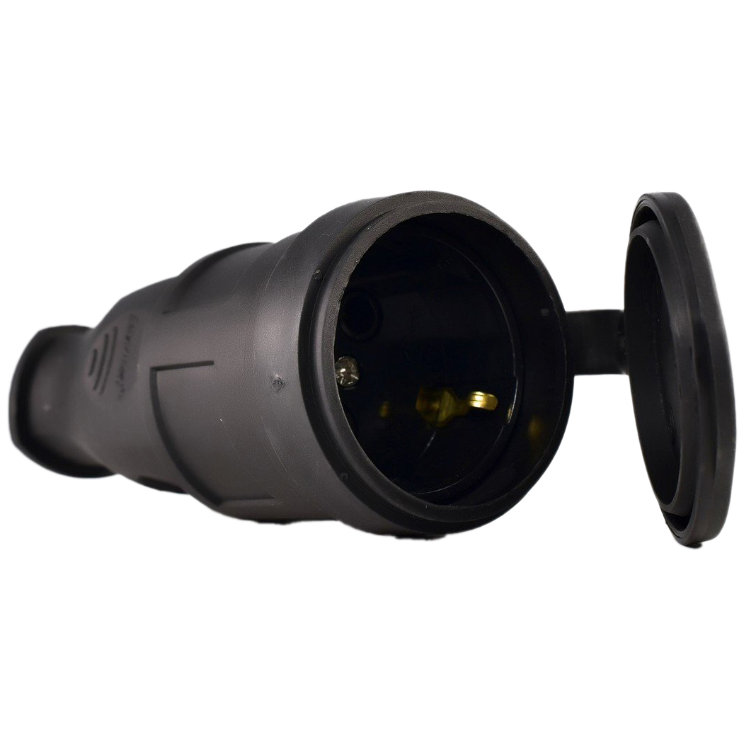 Разъем штепсельный 1х16А 2P+PE 220-240В IP44 с заглушкой каучук LEZARD 106-0400-0102/102