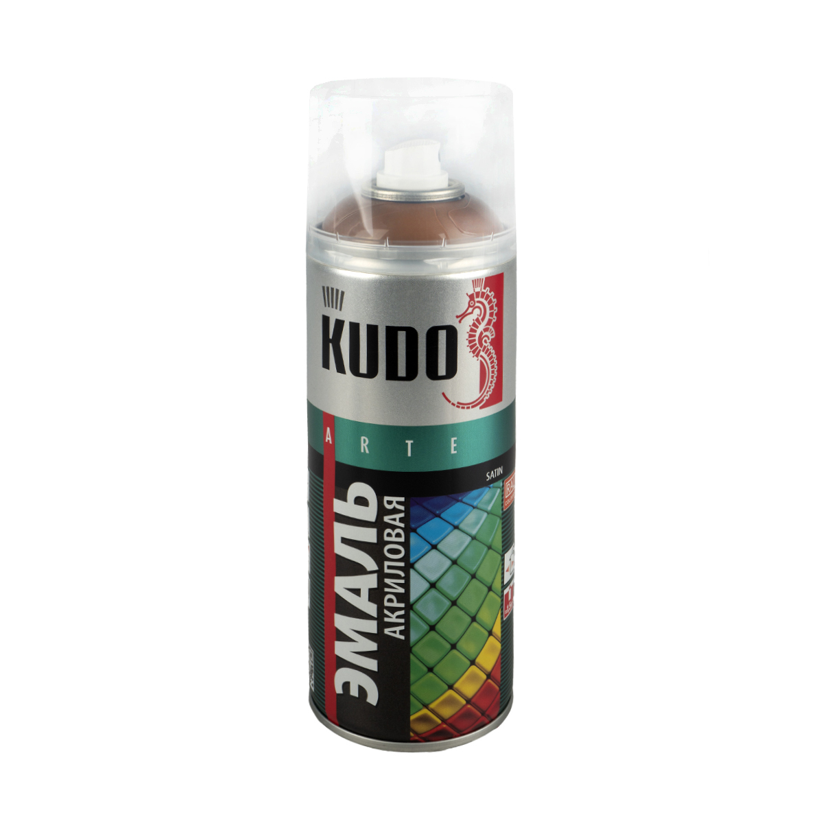 Аэрозольная акриловая краска Kudo Satin KU-0A8003, 520 мл, RAL 8003, коричневая