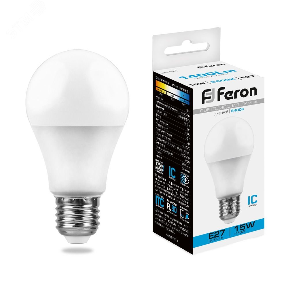 Лампа светодиодная LED 15вт Е27 дневной Feron LB-94 25630