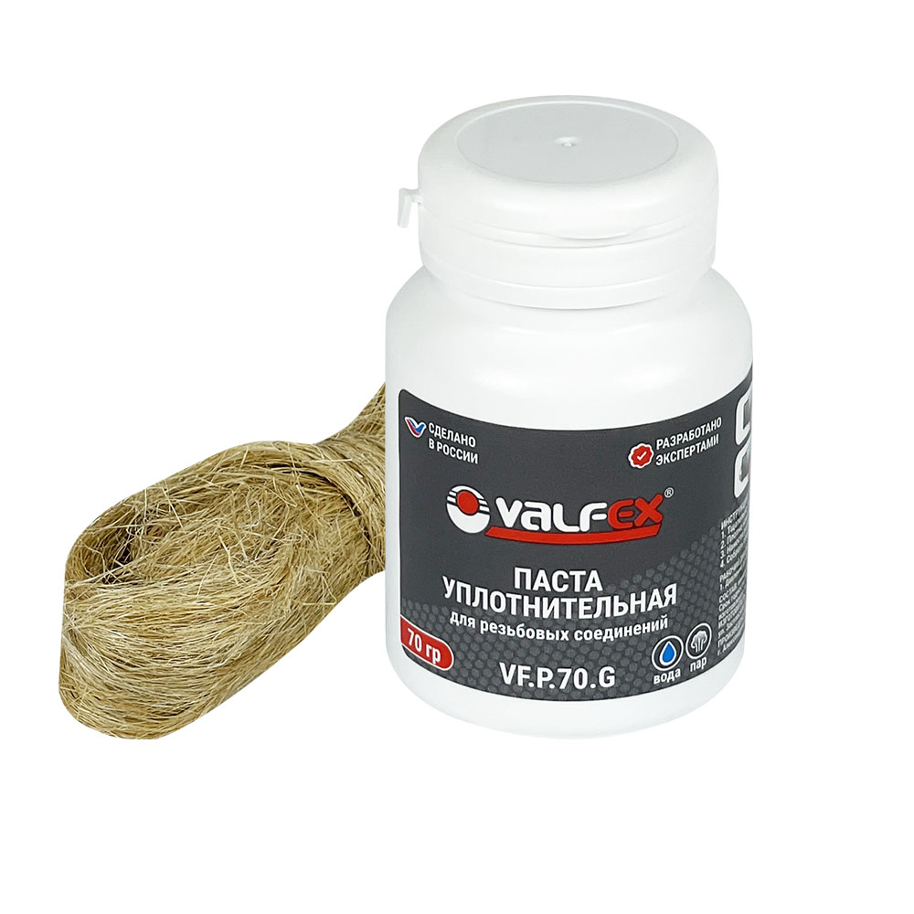Комплект для герметизации VALFEX паста уплотнительная (25 г) + лен (7 г), Вода, пар