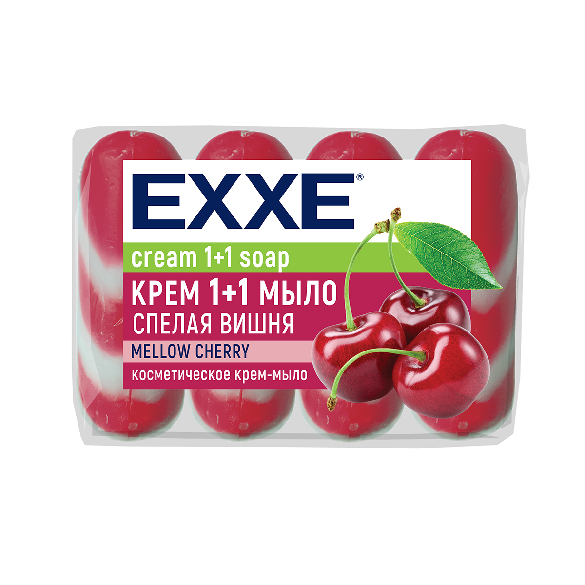 Туалетное крем-мыло EXXE 1+1, Спелая вишня, 4 шт x 75 г