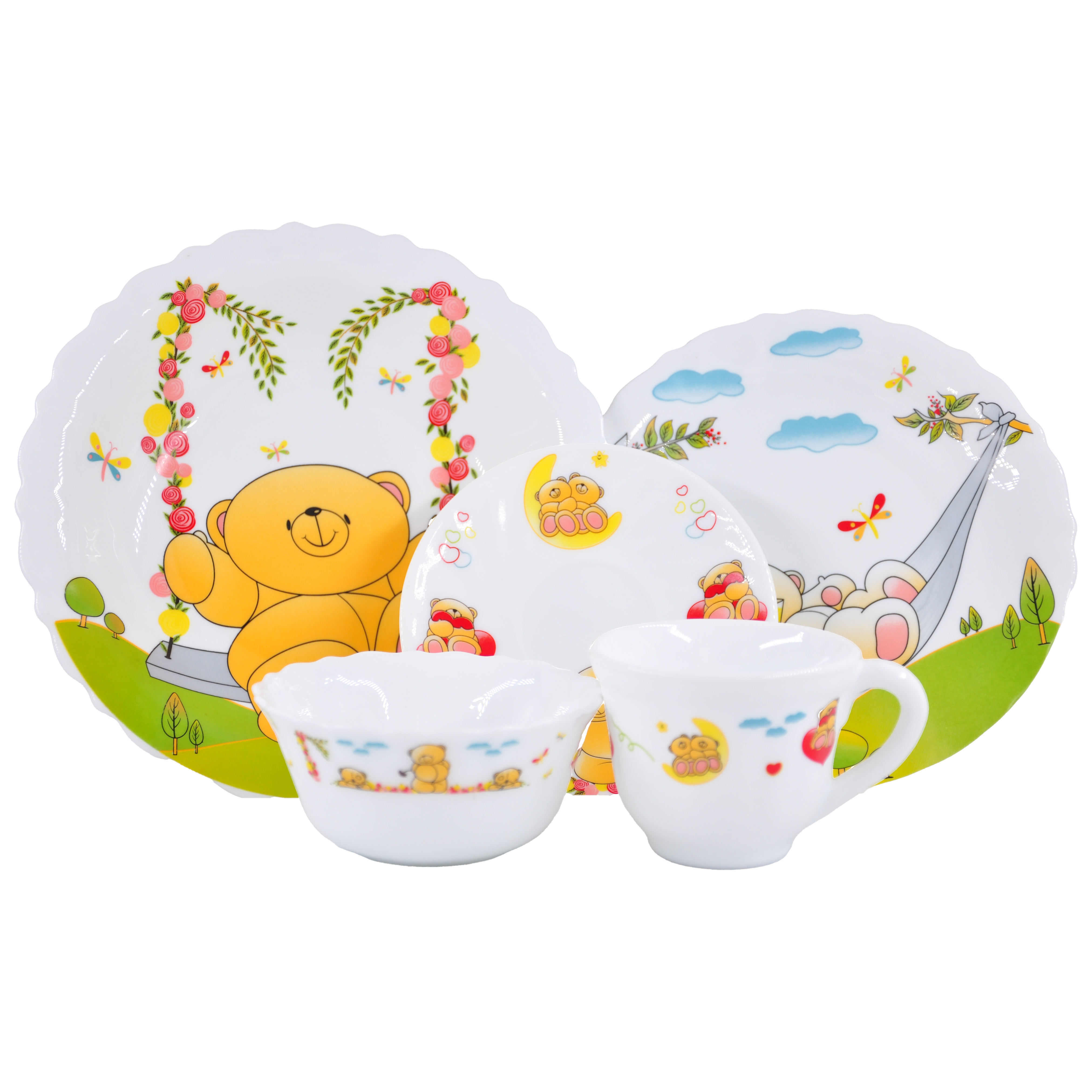 Набор для завтрака ROYAL GARDEN Happy Bear 5 предметов, опал. стекло