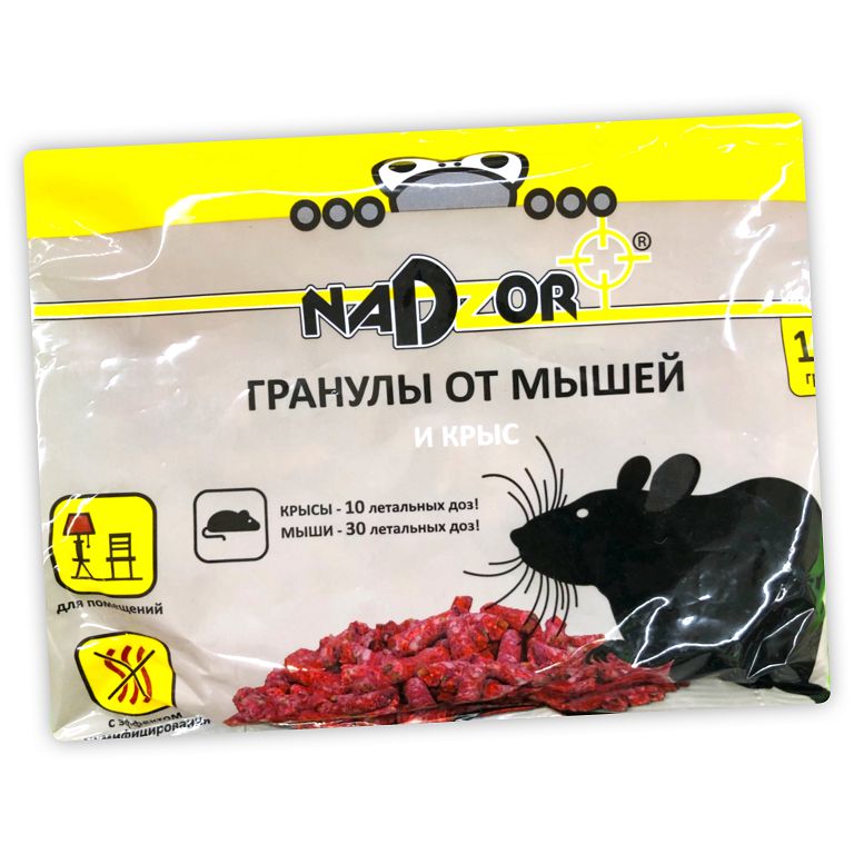 Средство от грызунов Nadzor  Гранулы от мышей и крыс 100 г