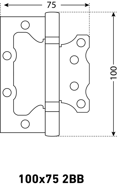 Петля накладная без врезки  АЛЛЮР 100х75 2BB CP,5мм хром 2 шт 