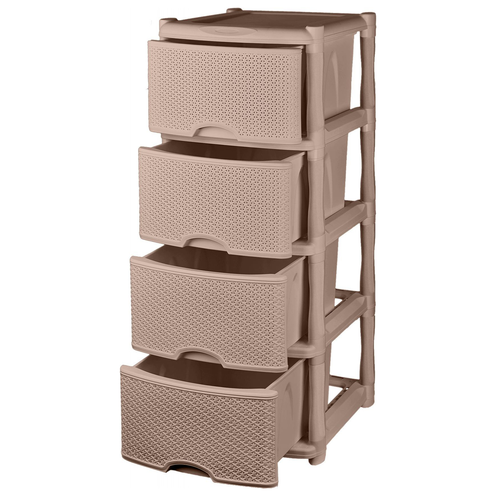 Комод Keeplex Rattan, четырехсекционный, 48х41х94.5 см, морской песок