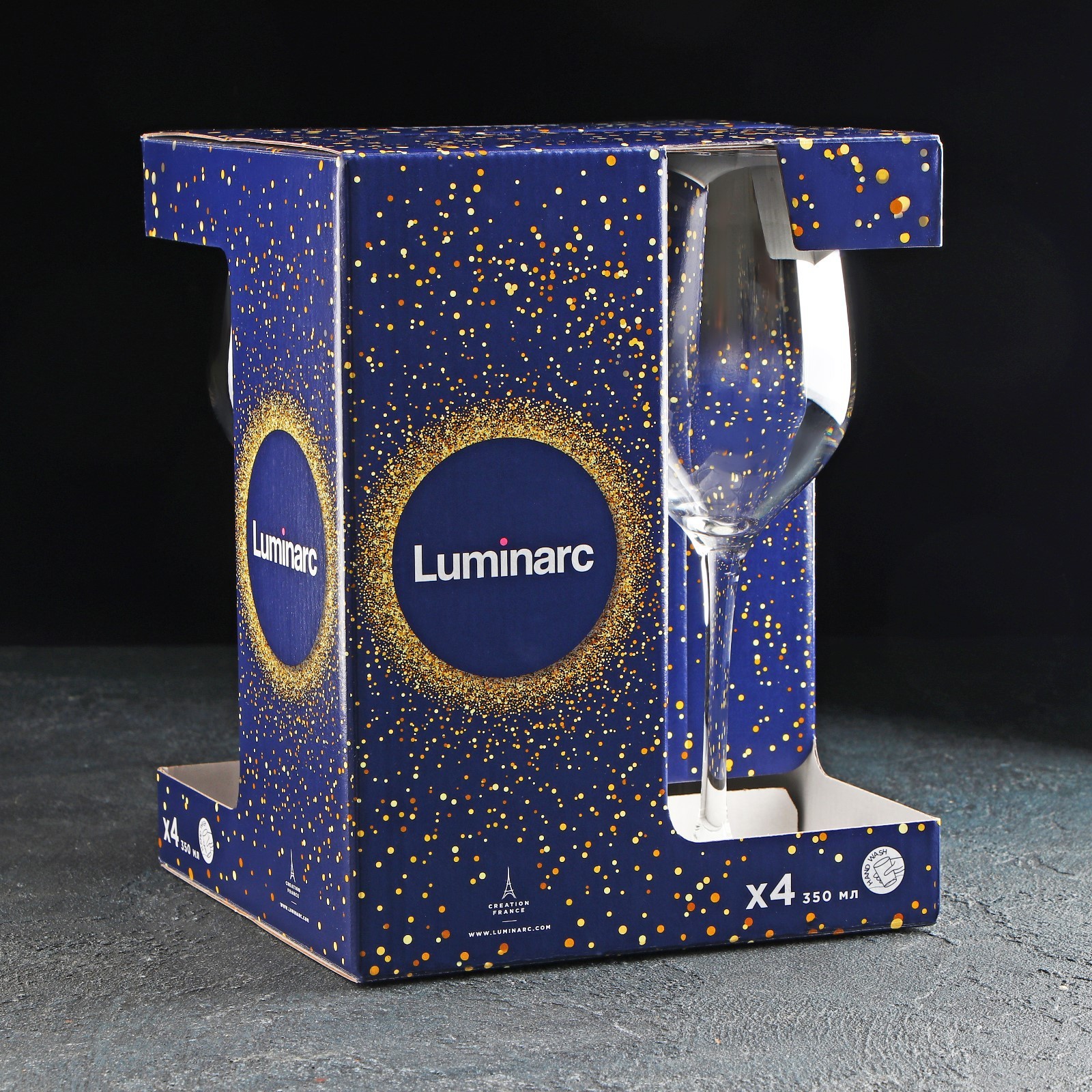 Набор бокалов для вина LUMINARC 4 шт 350 мл, Серебрянная дымка