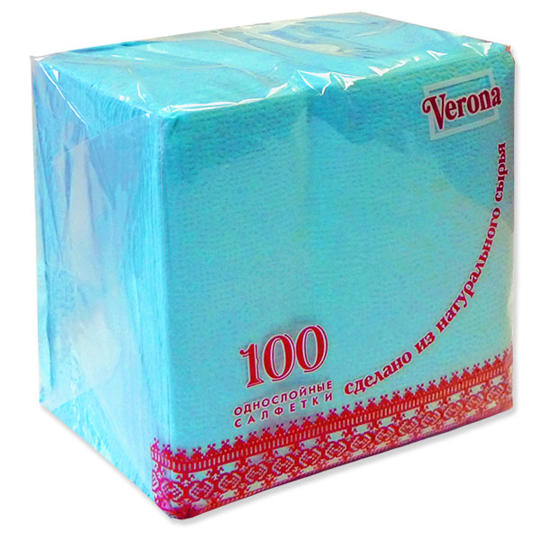 Салфетки бумажные 24*24см 1сл 100шт ГОЛУБЫЕ Verona