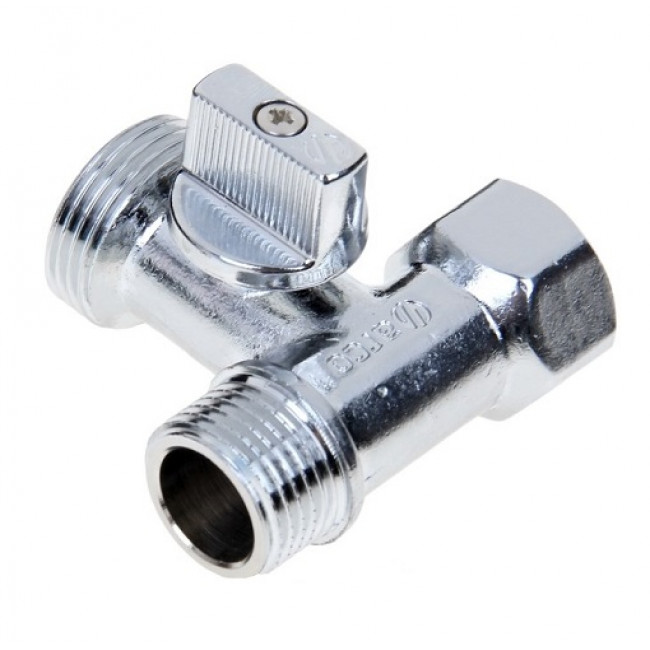 Вентиль шаровый трехпроходной М3/4 х М1/2" х П1/2", латунь хромированная