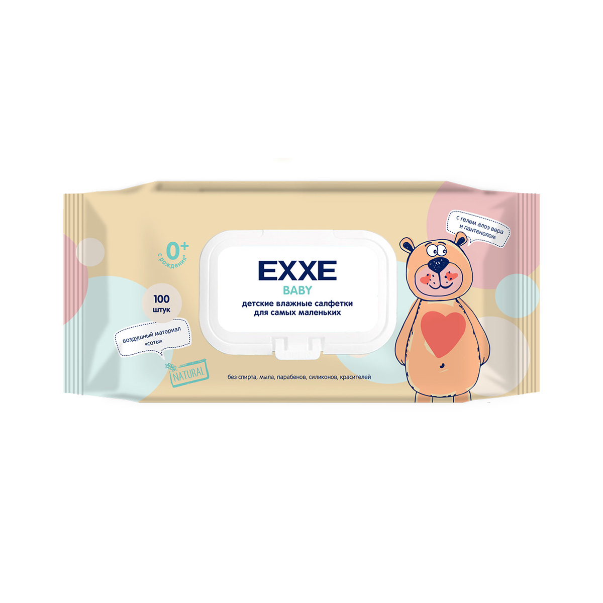 Влажные салфетки EXXE Baby 0+, детские, 100 шт