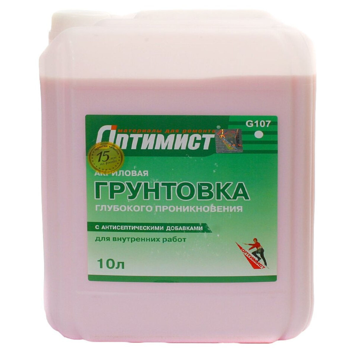 Грунтовка акриловая глубокого проникновения для внутренних работ G107 Оптимист, 10 л